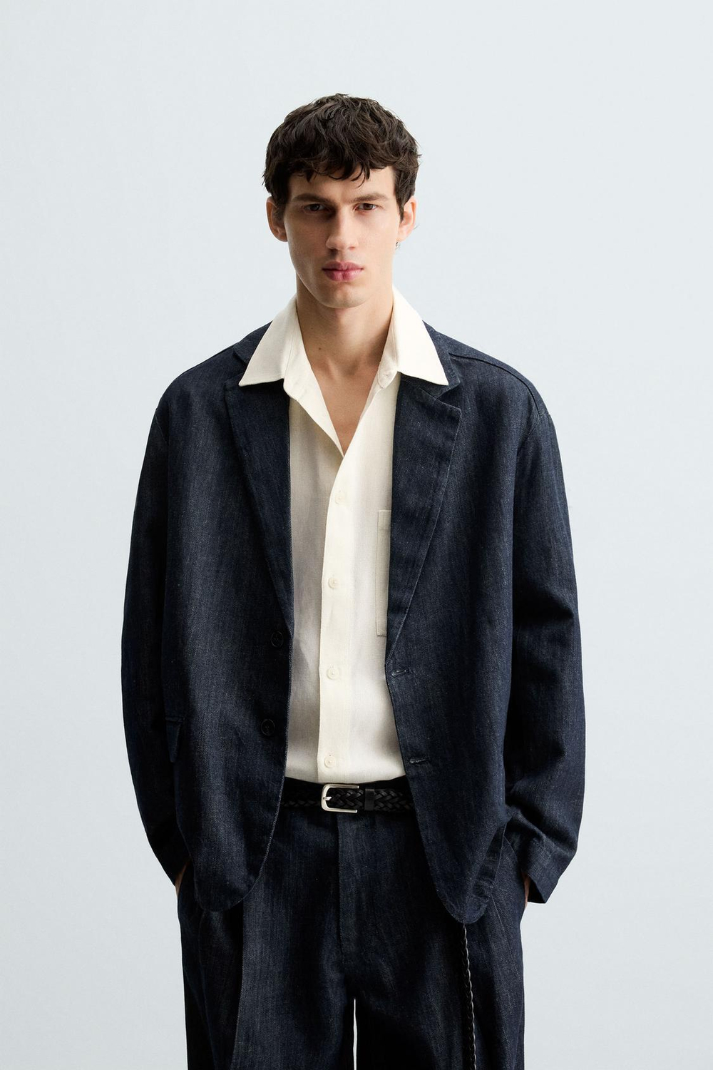 ZARA ДЖИНСОВЫЙ БЛЕЙЗЕР СВОБОДНОГО КРОЯ, ИНДИГО