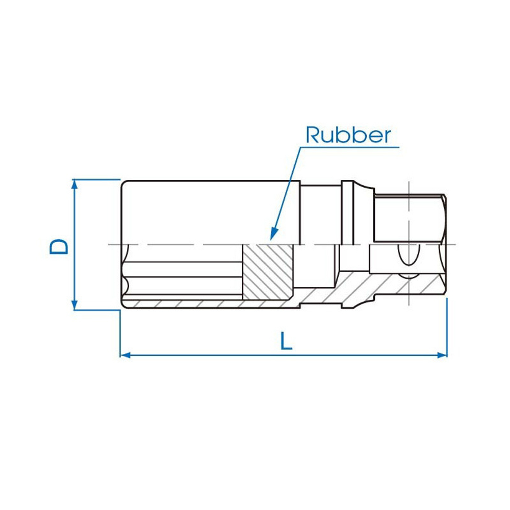 KING TONY (363521) Головка свечная шестигранная 3/8", 21 мм, резиновый фиксатор