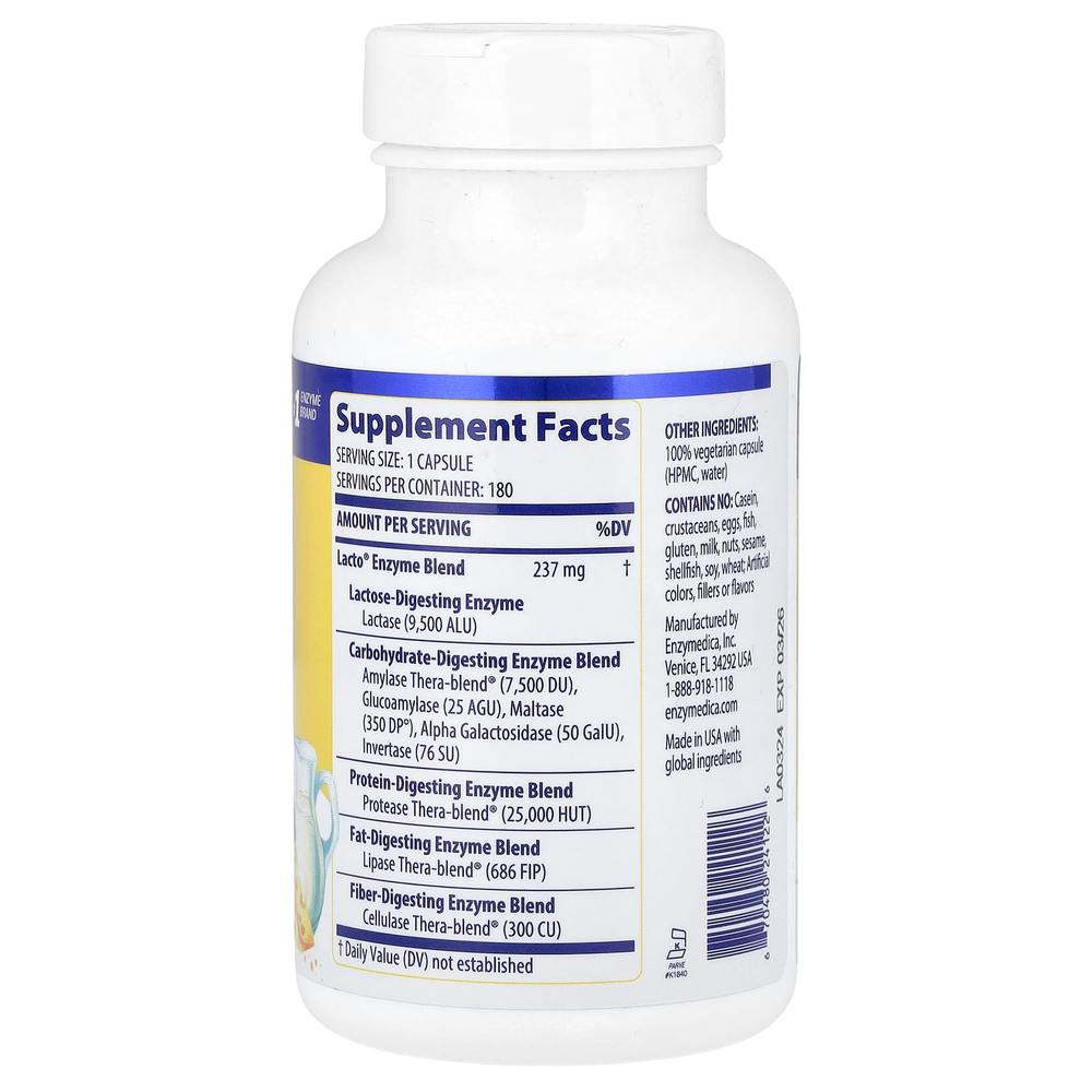 Enzymedica, Lacto®, 180 Capsules