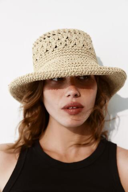 ZARA ПЛЕТЕНАЯ ПАНАМА, СВЕТЛО-БЕЖЕВЫЙ
