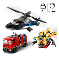 LEGO City - Набор с вертолетом, пожарной машиной и подводной лодкой 60462