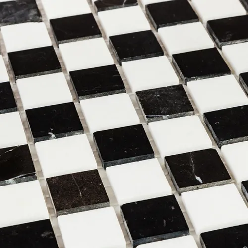 DAO-609-23-4 Мраморная мозаика nero marquina tassos white