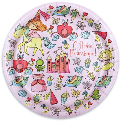 Тарелка бумажная Мечты принцессы (17 см. 6 шт.) еврослот, ПФ 3 СП-0881