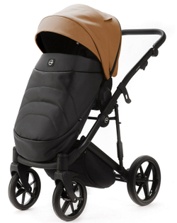 Детская коляска Adamex Mobi Deluxe New 2 в 1 MN-SD32 РЫЖИЙ+ЧЕРНАЯ КОЖА