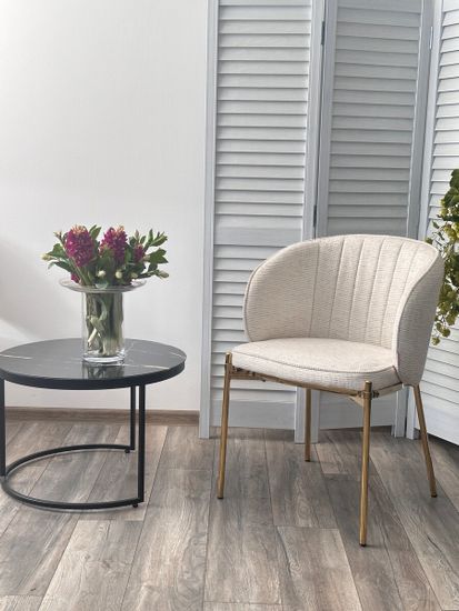 Стул DIANA Modica-40 бежево-белый, ткань / золотой каркас