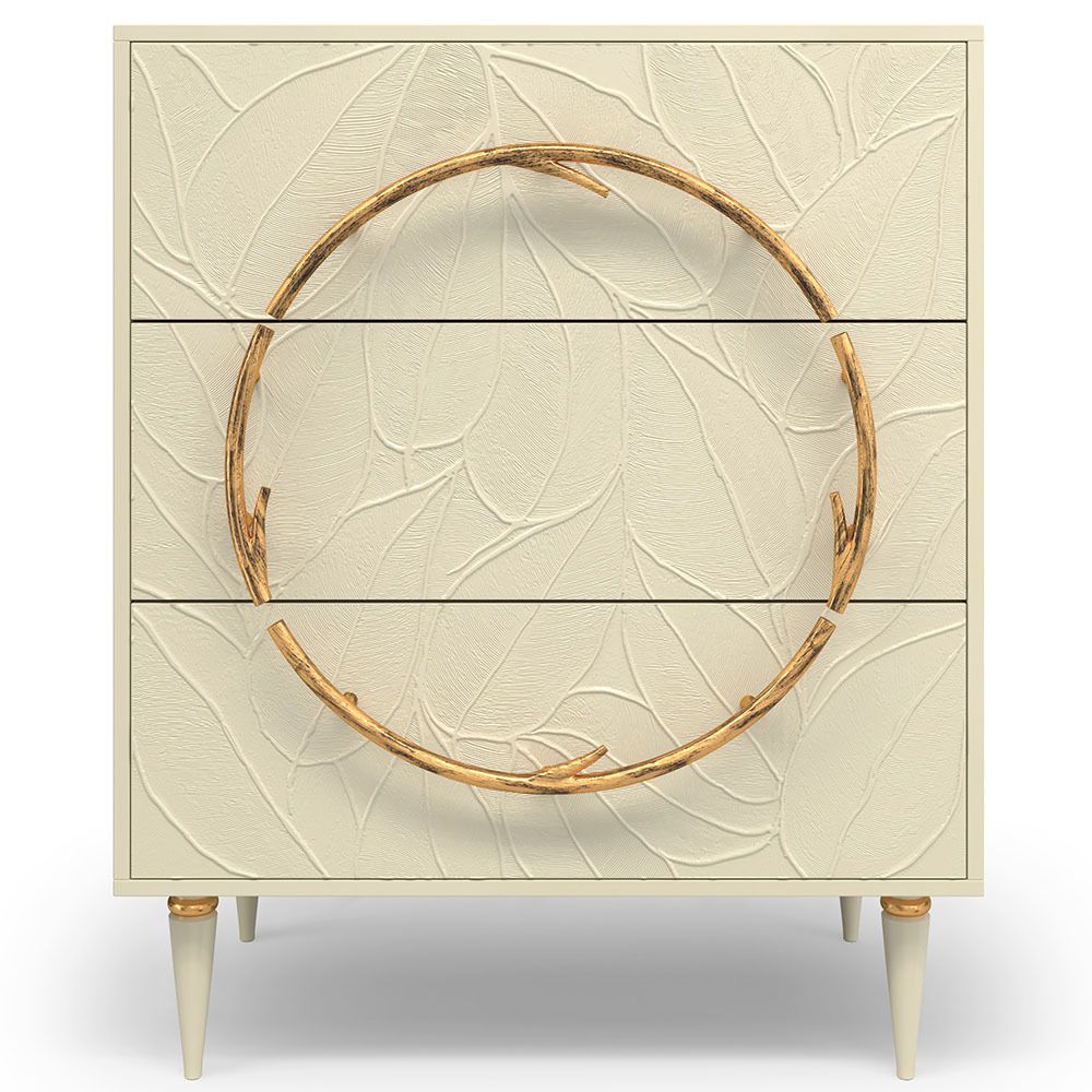 Комод Арт Колор leaves Классик Голд с 3 ящиками Серый шелк