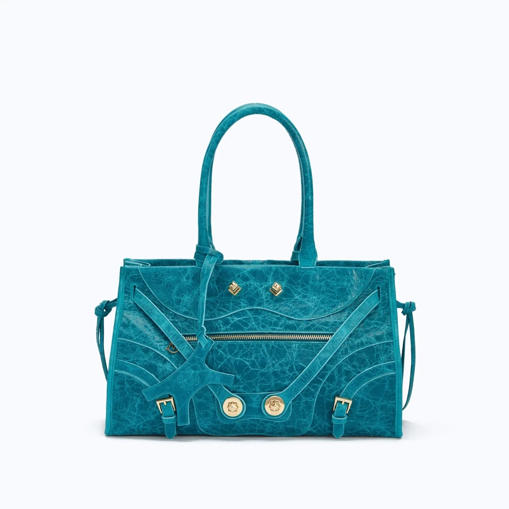 MANC КОЖАНАЯ СУМКА "ZOUZOU", БИРЮЗОВЫЙ