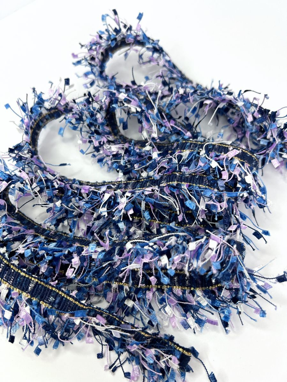 Тесьма с бахромой твидовая букле травка 35мм (1,5м в уп)