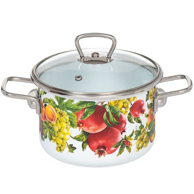 Кастрюля сталь, эмал, 2 л, с крыш, Vitross, Granada белоснежная, 1SD165S, индукц