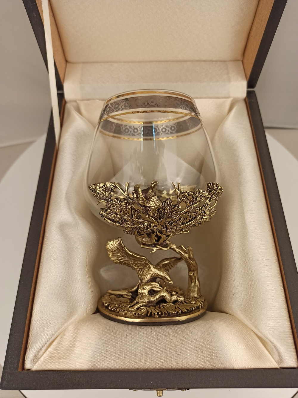 Бокал для коньяка "Орлиная охота" в подарочном футляре