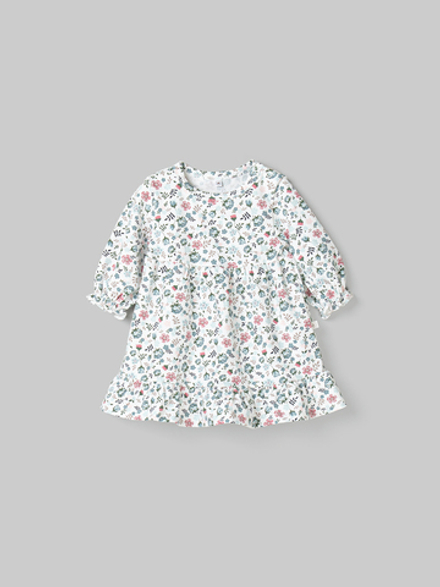 Платье с оборкой "Цветы" 0+