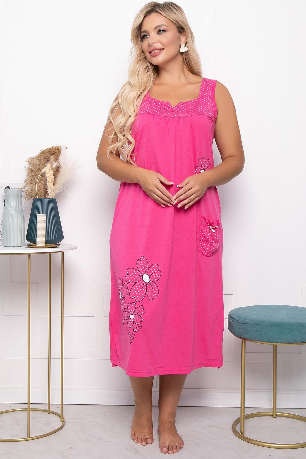 Домашнее платье "Нежный цветок" (малина) Д1737 LT Collection