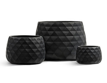 Кашпо TREEZ ERGO - серия Diamond - Низкая чаша - Антрацит