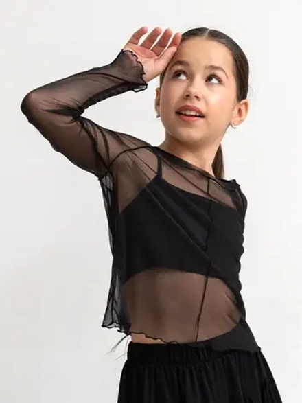 Лонгслив для девочки прозрачный и топ