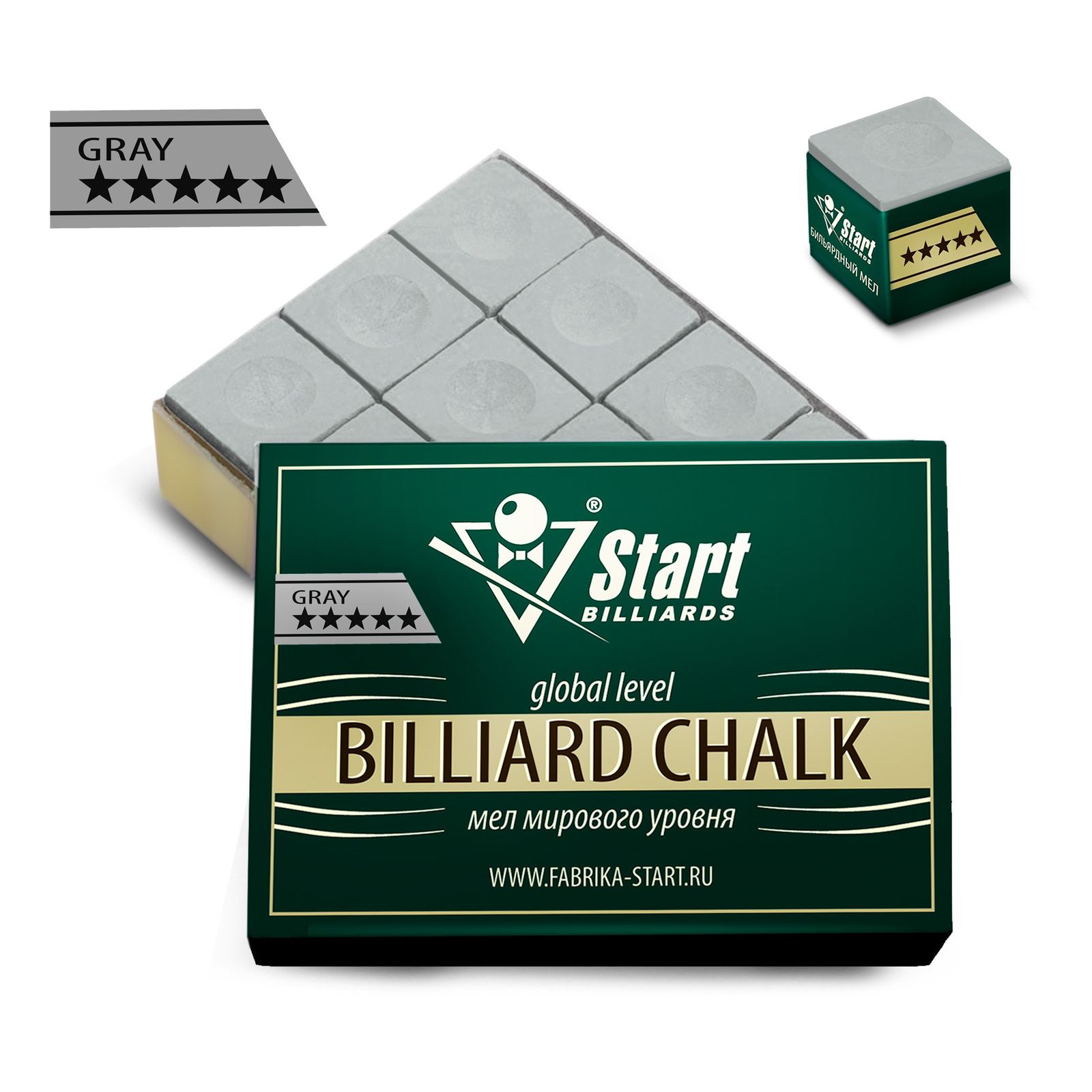 Мел Start Billiards 5 звезд серый (12 шт) фото №2