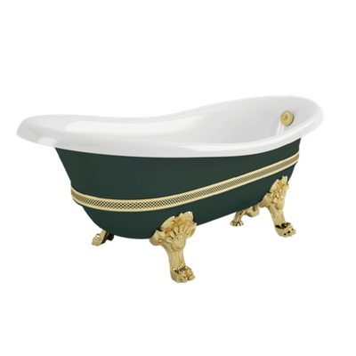 Ванна Migliore Bella на лапах с декором  зеленая/золото ножки "LEONE" STANDART 170х80см 26835