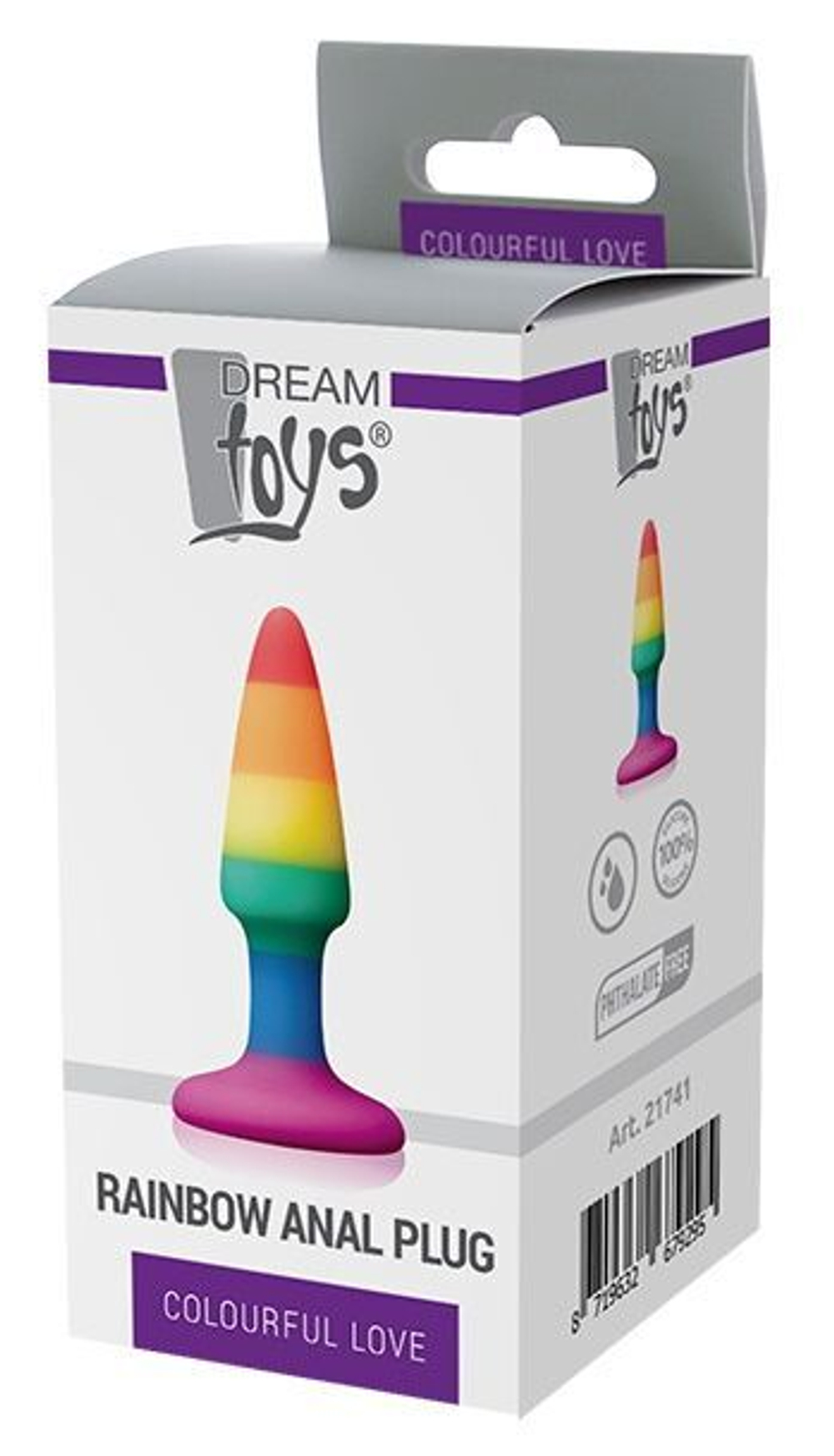 Разноцветная анальная втулка RAINBOW ANAL PLUG MINI - 9 см.