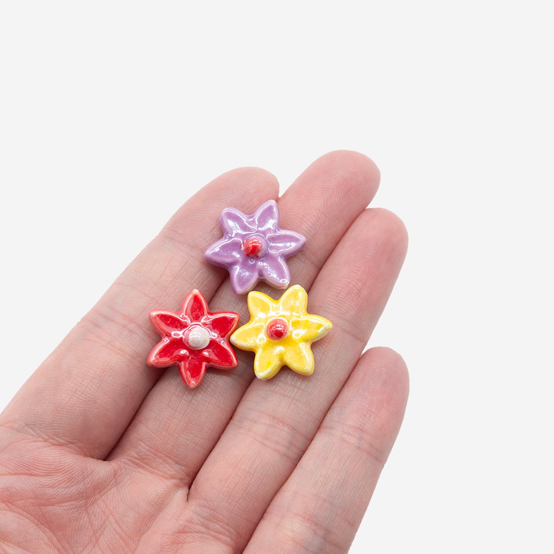 Бусина в форме цветка, 17*15,5мм, фиолетовая, глазурированный фарфор