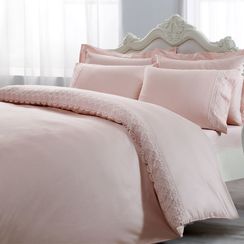 Постельное белье MINERVA розовый  с кружевом   TIVOLYO HOME Турция