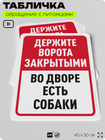 Табличка "Держите ворота закрытыми, во дворе есть собаки" на дверь и забор, для двора, дома, подъезда, 40х30 см, Silver Plane x Айдентика Технолоджи
