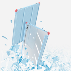 Чехол книжка синего цвета от Dux Ducis для Samsung Tab S10 Ultra, S9 Ultra и S8 Ultra, серия Toby Series Case, с функцией пробуждения и сна