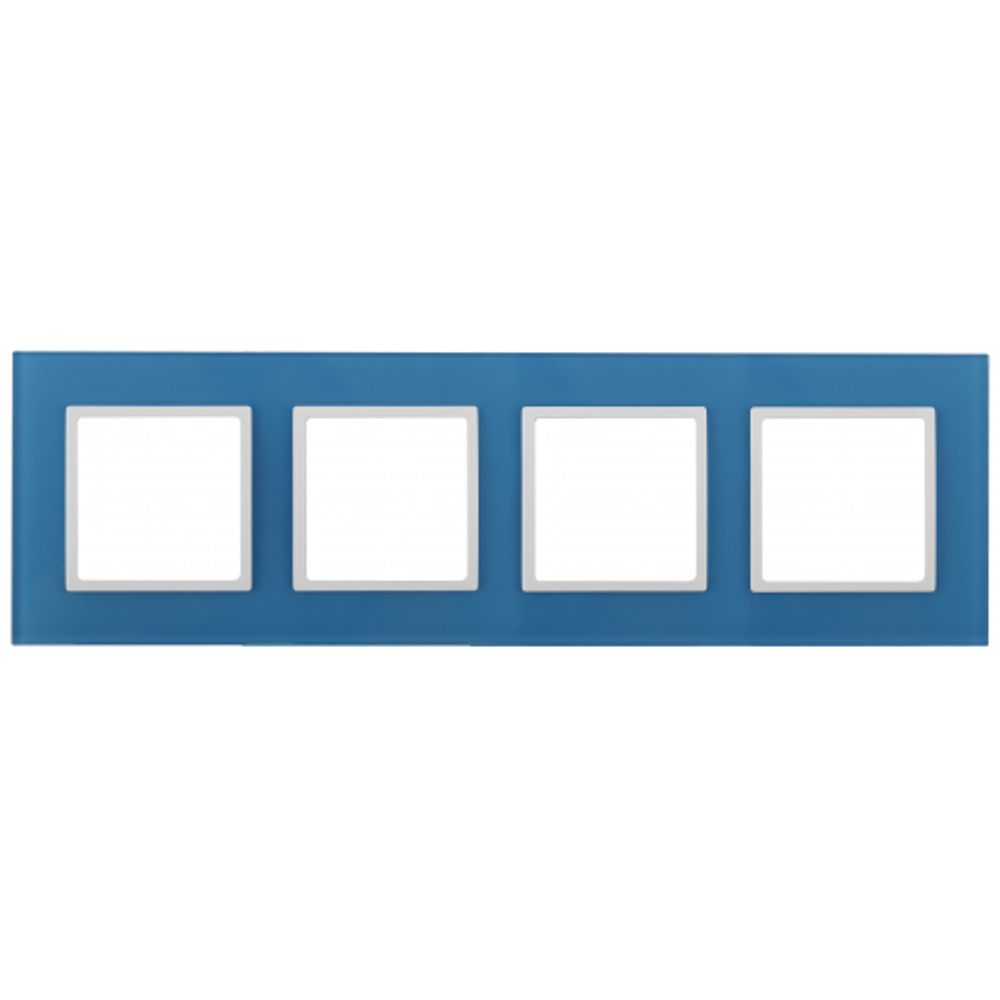 14-5104-28 ЭРА Рамка на 4 поста, стекло, Эра Elegance, голубой+бел
