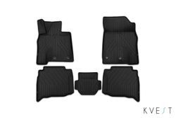 Коврики Premium, KVEST 3D в салон для TOYOTA LC 200, 2015- , 5 шт. (полиуретан, чёрные ковры с чёрным кантом) Kvest.KVESTTYT00001K