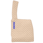 Ковры SHACMAN F3000 (экокожа, бежевый, бежевый кант, синяя вышивка)