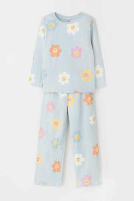 К 1622-1/голубой опал,цветы пижама детская