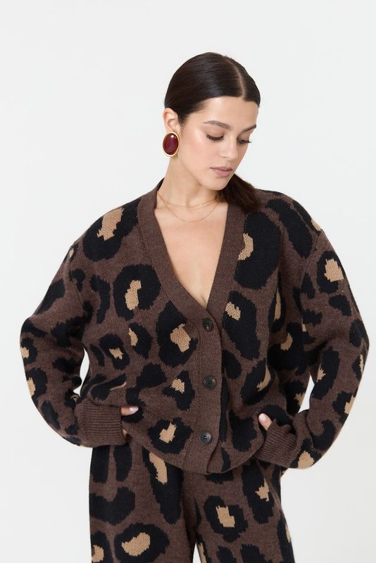 Кардиган вязаный, леопард
