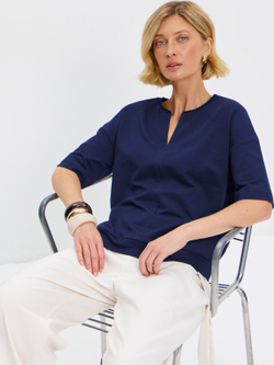 Плотная футболка из футера 2-нитки с V-вырезом HIGH TEMP