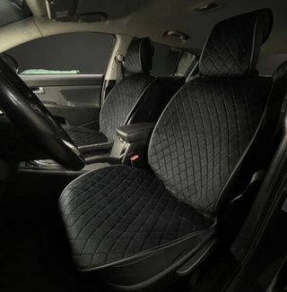 Накидки сидений перед Coolpart MAXIMAL (к-т2шт) - JJ-14-BLBL - Алькантара Ромб черный/ шов черный