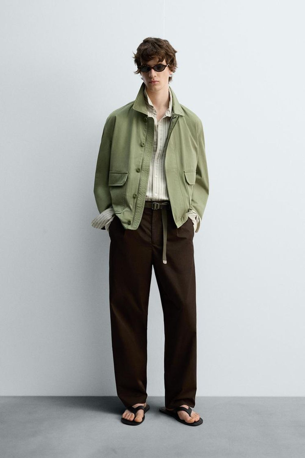 ZARA КУРТКА ИЗ ВЫСОКОТЕХНОЛОГИЧНОЙ ТКАНИ, ЦВЕТ МХА