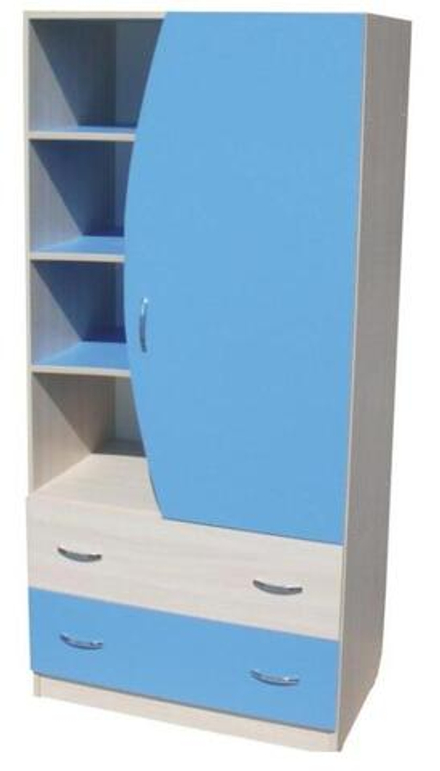 Шкаф КарИВи Мартин   Дуб Молочный Светло-синий, голубой