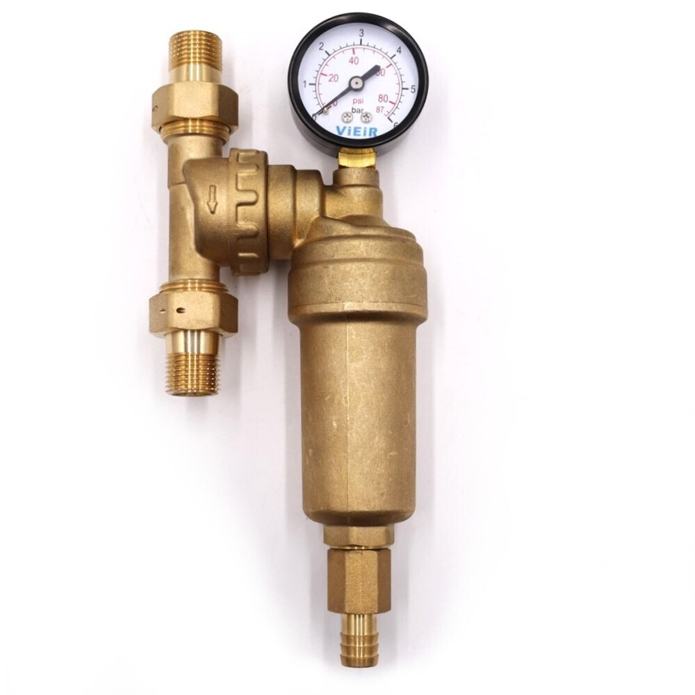 Фильтр свободного вращения с манометром 1/2" для гор.воды VIEIR JH147