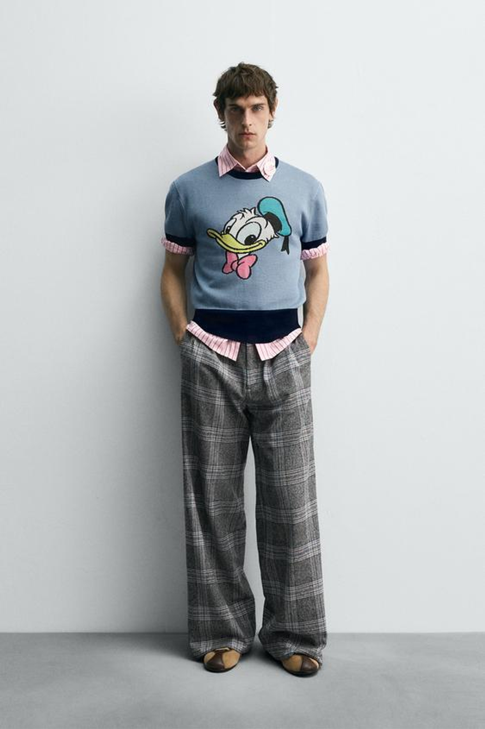 ZARA HARRY LAMBERT X DISNEY ТРИКОТАЖНАЯ ФУТБОЛКА DONALD DUCK, СИНИЙ