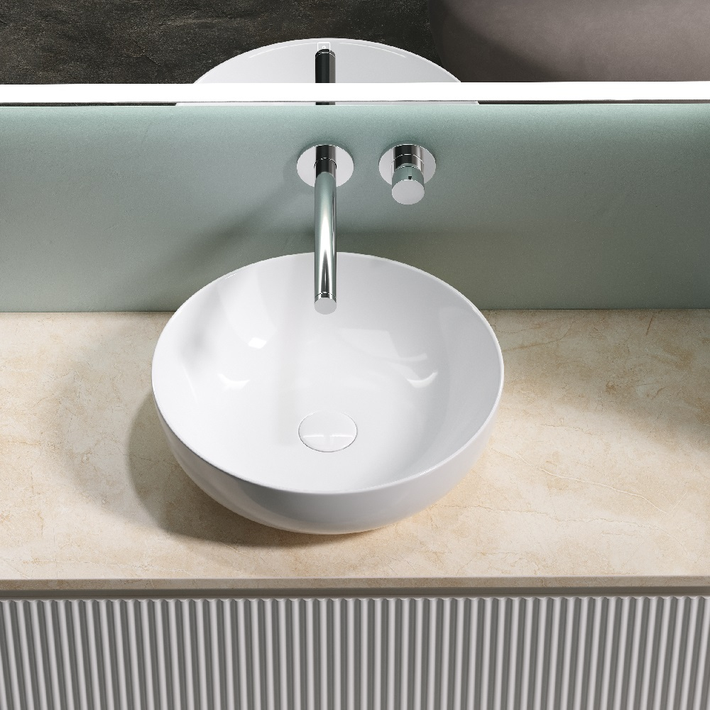 Тумба подвесная Sancos Snob R, Bianco 995х445х500, под столешницу без отверстия под смеситель, цвет Kreman