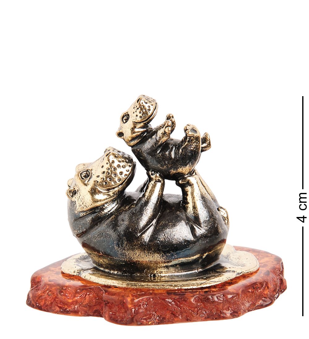 Народные промыслы AM-2253 Фигурка «Бегемоты» (латунь, янтарь)