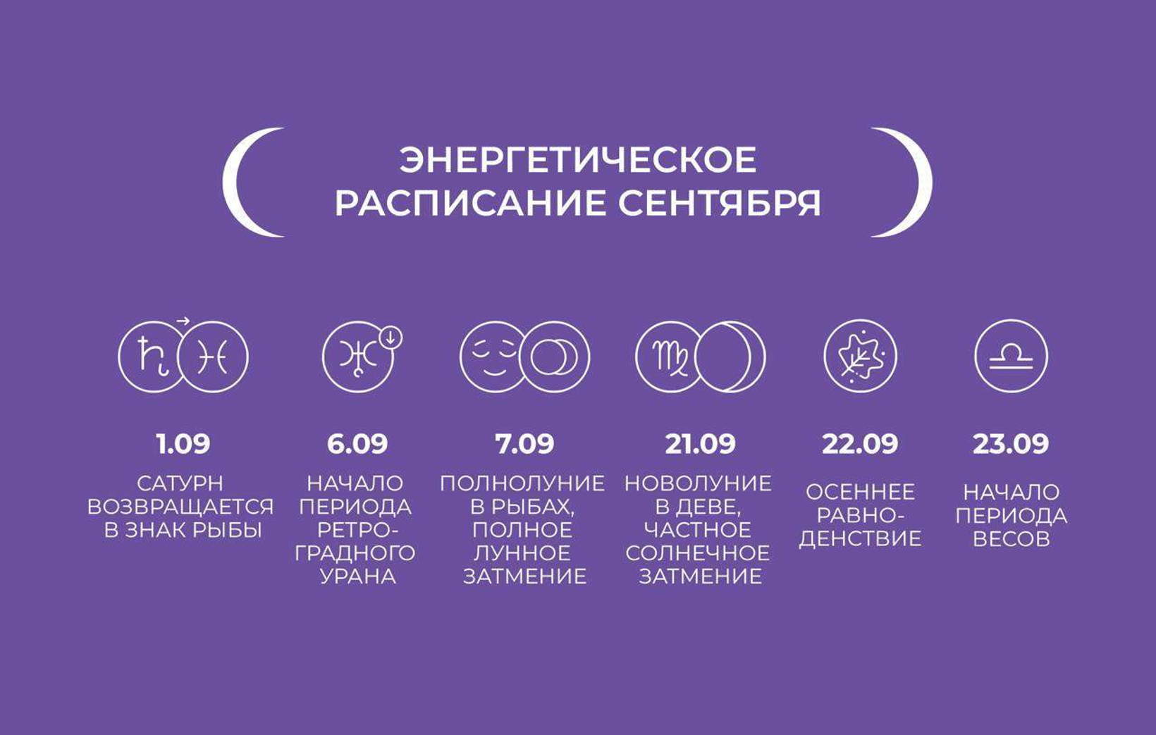 Энергетическое расписание сентября