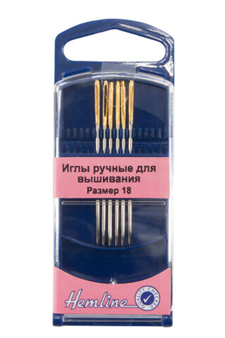 Иглы для вышивания с закруглённым кончиком в пластиковом контейнере №18, 6 шт