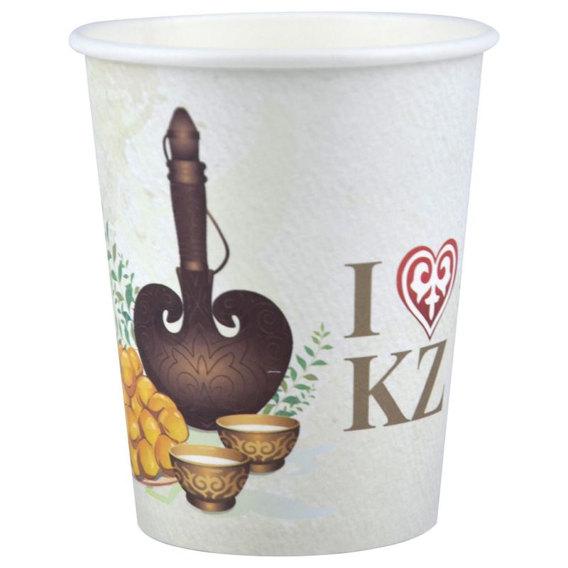Стакан Казахстан бумажный однослойный Кобыз 350 мл 50 шт/уп 20 уп/кор
