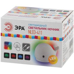 Ночник - светильник светодиодный ЭРА NLED-411-1W-W на батарейках или от USB мягкий силиконовый белый | Ночники