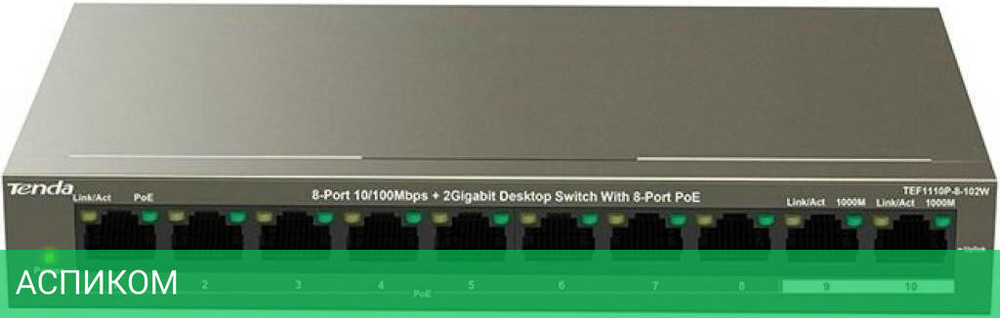 Коммутатор Tenda TEF1110P-8-102W