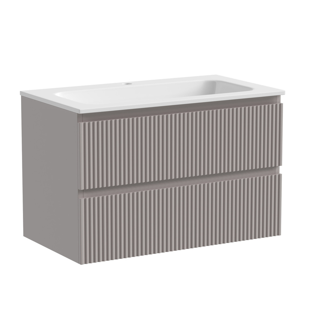 Тумба подвесная Sancos Snob R, Doha Soft 790х445х500, под столешницу без отверстия под смеситель, цвет Kreman