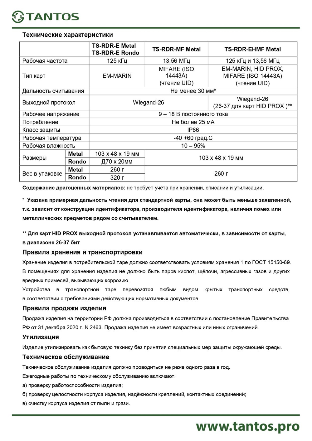 Считыватель TS-RDR-E Metal