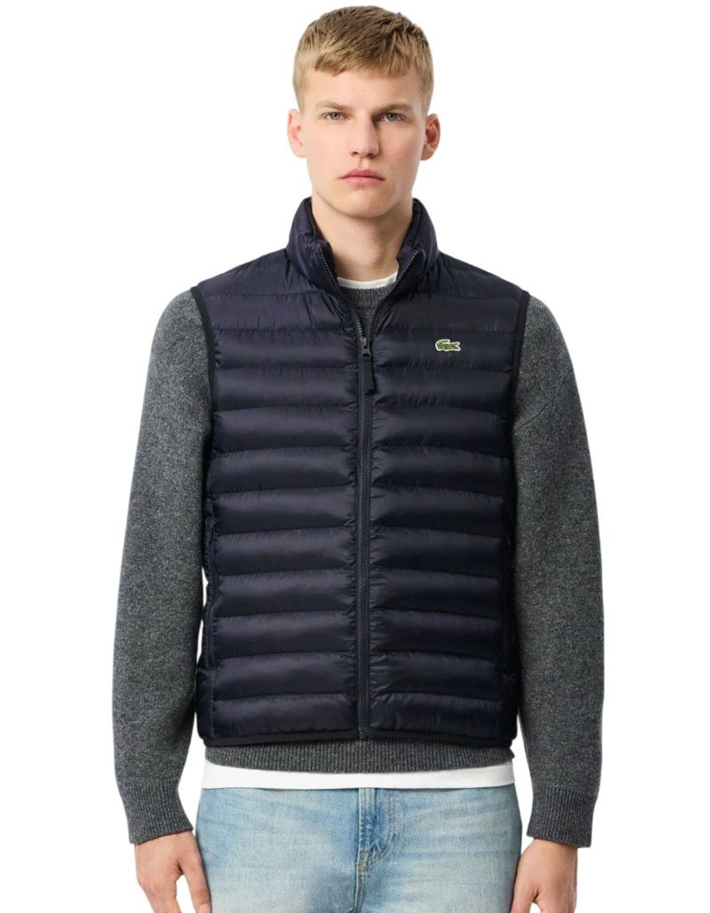 Мужская теннисная жилетка Lacoste Water Repellent Puffed - navy blue