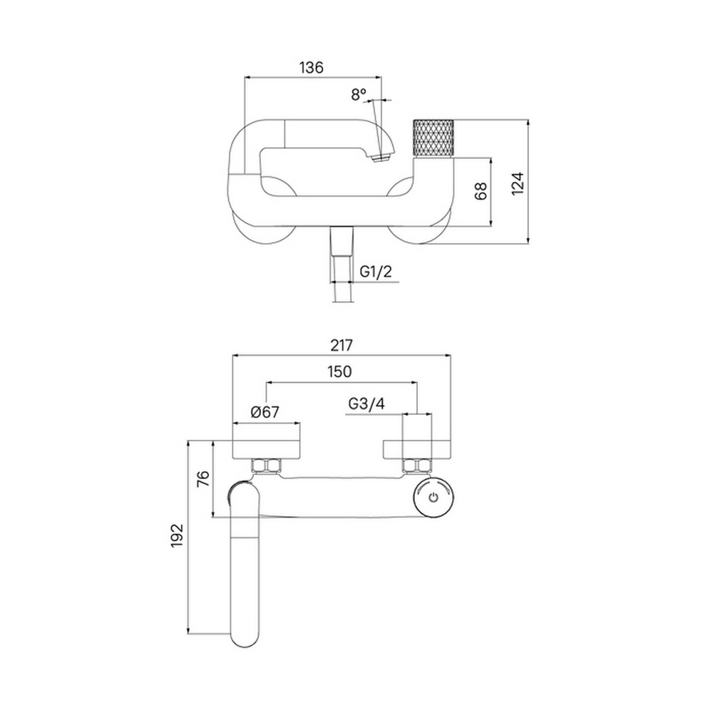 Смеситель для ванны нажимной 35к IDDIS TWISBBTi02WA "Twist" без душ. аксессуаров ХРОМ