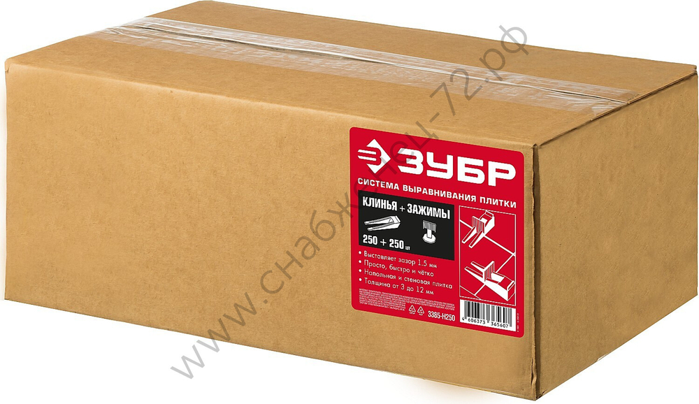 ЗУБР СВП комплект в коробке клин+зажим 250+250шт., Система выравнивания плитки, МАСТЕР (3385-H250)