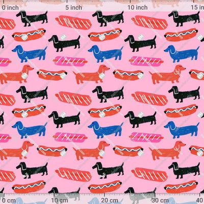 Таксы и хот-доги на розовом by Catmancer 698 DPI