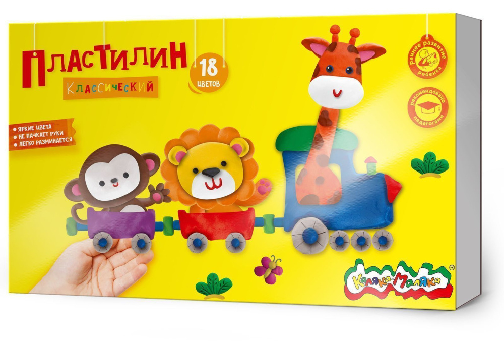 Пластилин 18цв. 360г. ассорти со стеком (Каляка-Маляка)